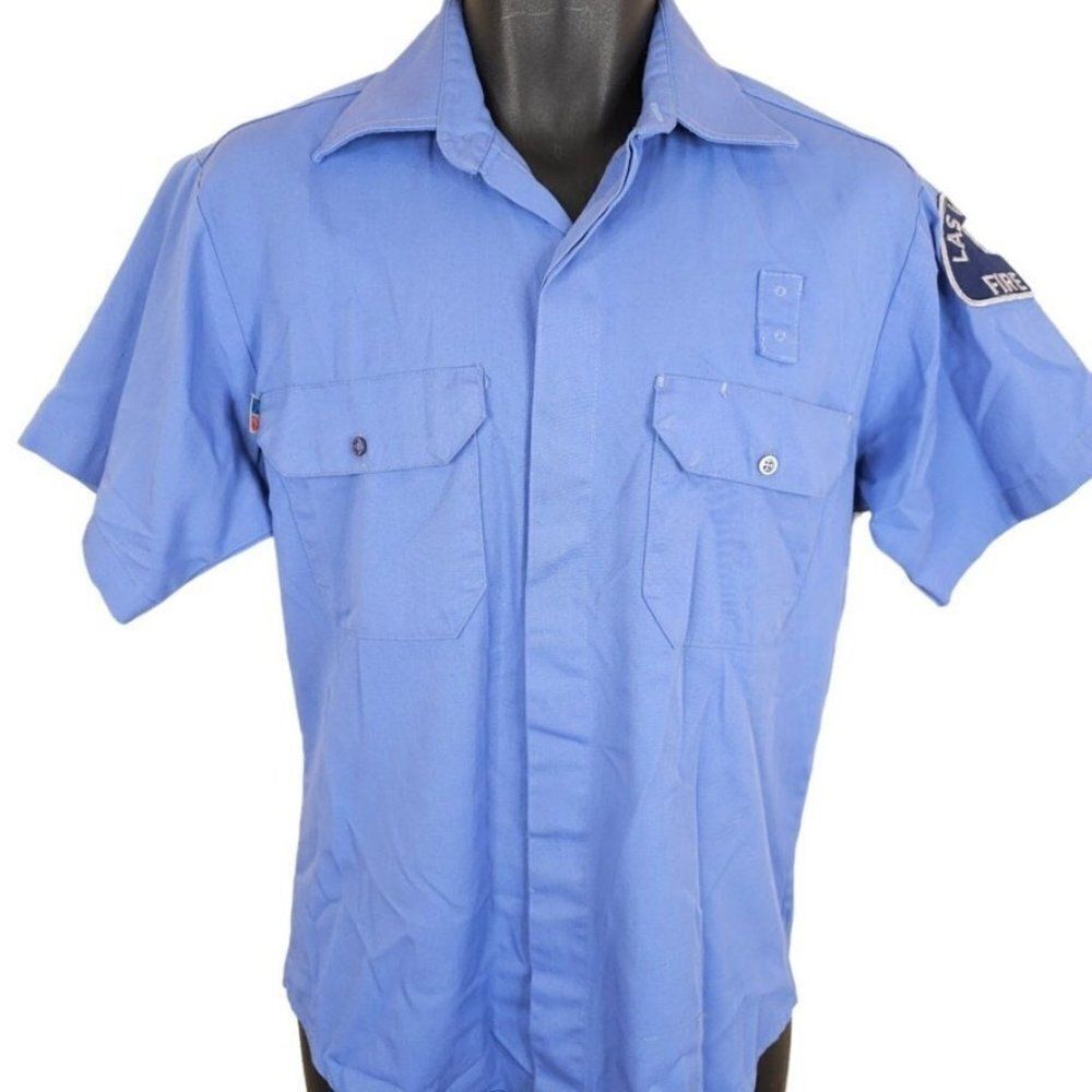 Vintage Las Vegas Fire Department Uniform Shirt Mens Size Medium 70s Made In USA